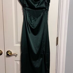 Elegant Green Satin Dress